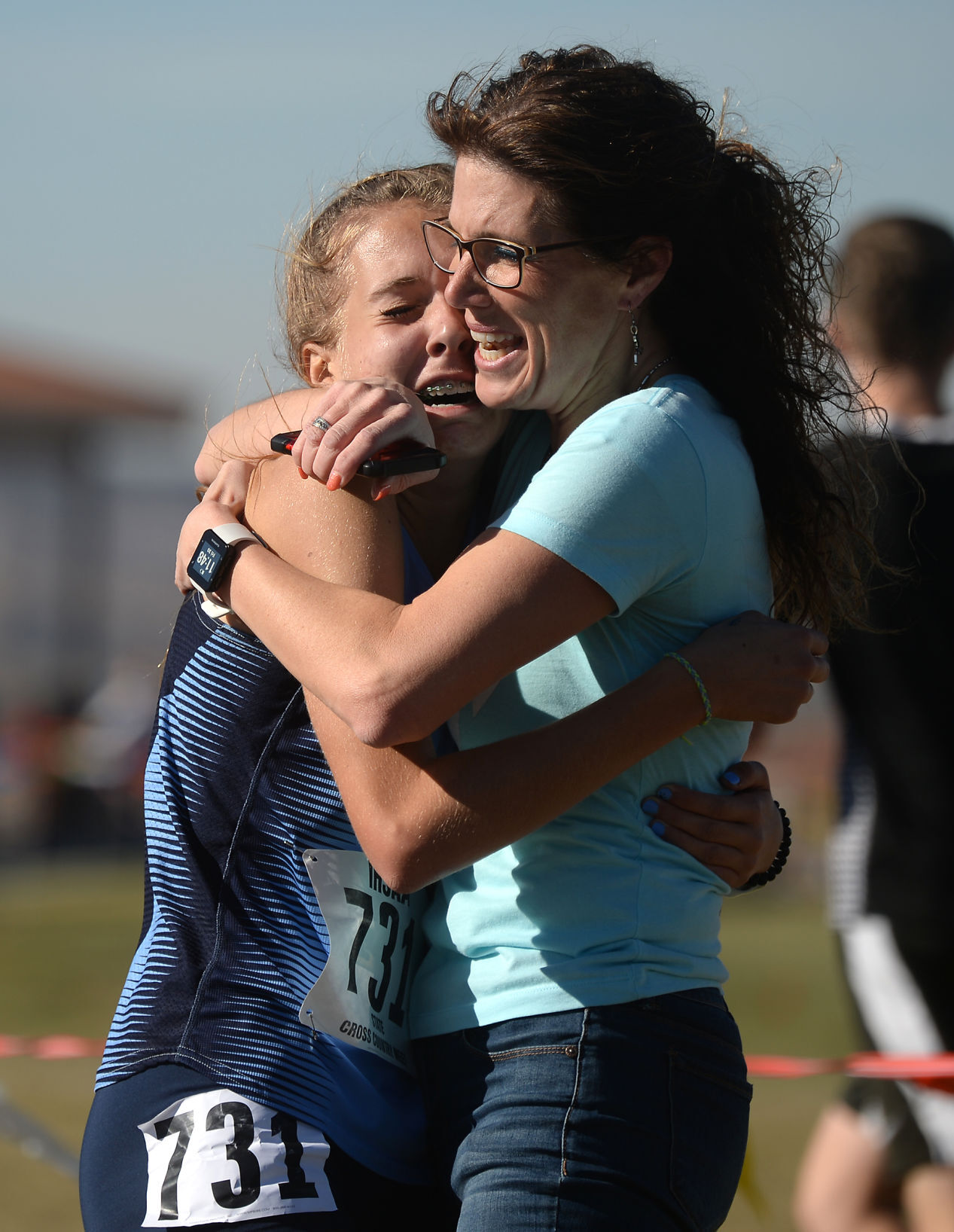 Skyline's Nelah Roberts hugs her mother